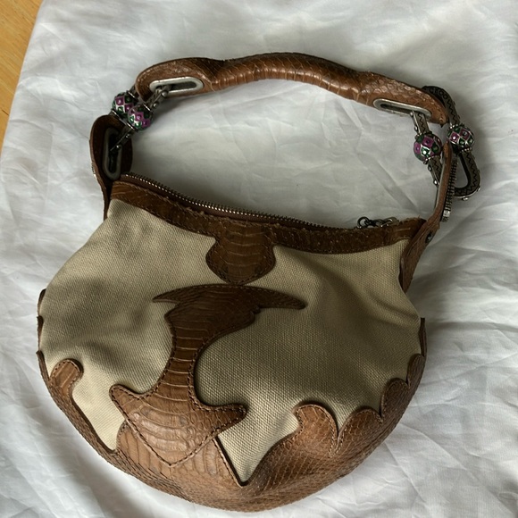 Jimmy Choo mini handbag canvas and leather - Picture 1 of 6